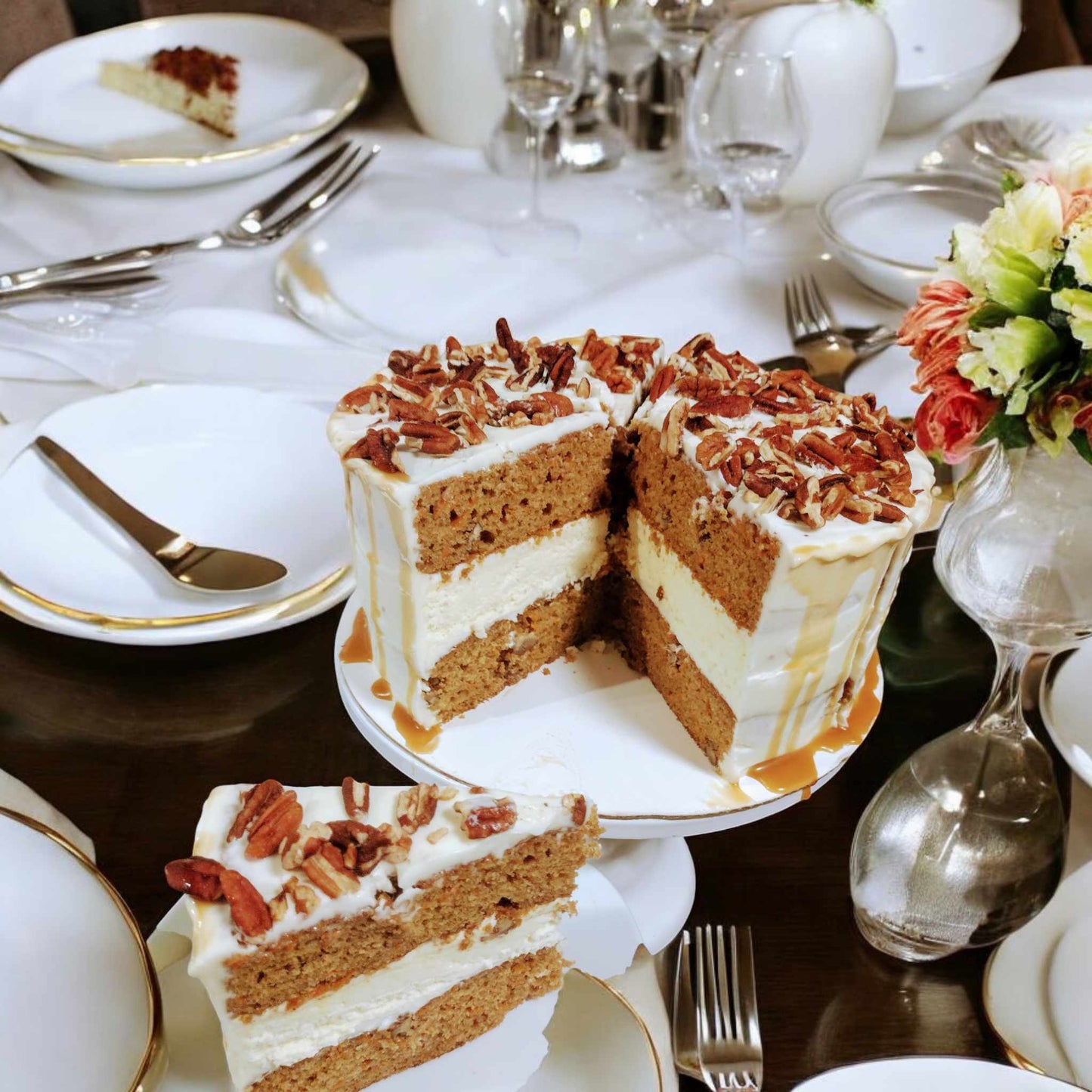 Carrot Cheesecake with Roasted Pecans